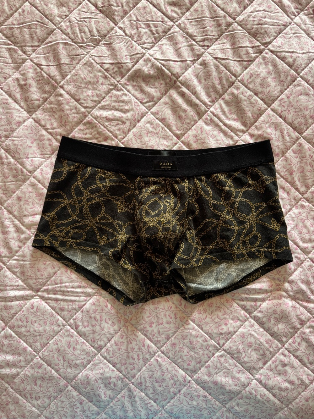 Zara Black Trunks with Gold Chain Print